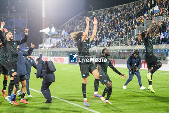 2024-10-31 - Gustav Isaksen(S.S.Lazio) and other teammates celebrate the victory during Soccer - Italian ,Serie A - Como 1907 vs S.S.Lazio, 2024-25 game at Stadio Giuseppe Sinigaglia in Como (CO), Italy, 31.10.2024. Photo by Marius Bunduc/LiveMedia - COMO 1907 VS SS LAZIO - ITALIAN SERIE A - SOCCER