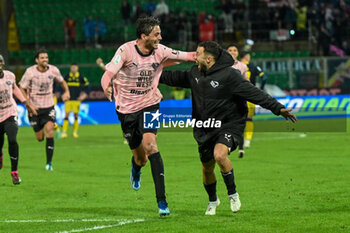 2024-01-20 - Happiness of Edoardo Soleri (Palermo F.C.) at the end of the Italian Serie BKT match between Palermo F.C. vs Modena F.C. 2018 on 20 January 2024 at the Renzo Barbera stadium in Palermo, Italy - PALERMO FC VS MODENA FC - ITALIAN SERIE B - SOCCER