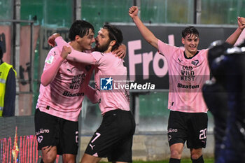 2024-01-20 - Happiness of Edoardo Soleri (Palermo F.C.) after scores a goal during the Italian Serie BKT match between Palermo F.C. vs Modena F.C. 2018 on 20 January 2024 at the Renzo Barbera stadium in Palermo, Italy - PALERMO FC VS MODENA FC - ITALIAN SERIE B - SOCCER