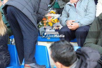 2024-02-03 - director Angelo Maiolo (Lecco) with flowers for Stefano and Nicholas Combi, guys who died in the night during the Serie BKT match between Lecco and Cremonese at Stadio Mario Rigamonti-Mario Ceppi on February 3, 2024 in Lecco, Italy.
(Photo by Matteo Bonacina/LiveMedia) - LECCO 1912 VS US CREMONESE - ITALIAN SERIE B - SOCCER