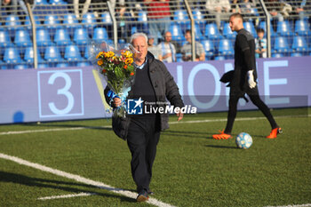2024-02-03 - director Angelo Maiolo (Lecco) with flowers for Stefano and Nicholas Combi, guys who died in the night during the Serie BKT match between Lecco and Cremonese at Stadio Mario Rigamonti-Mario Ceppi on February 3, 2024 in Lecco, Italy.
(Photo by Matteo Bonacina/LiveMedia) - LECCO 1912 VS US CREMONESE - ITALIAN SERIE B - SOCCER