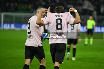 2024-02-02 - Happines of Jacopo Segre (Palermo F.C.) after scores a goal during the Italian Serie BKT match between Palermo F.C. vs S.S.C. Bari on 1st February 2024 at the Renzo Barbera stadium in Palermo, Italy - PALERMO FC VS SSC BARI - ITALIAN SERIE B - SOCCER