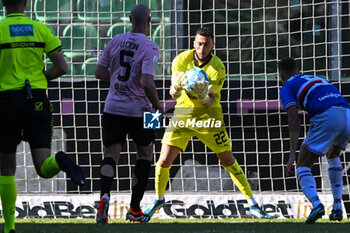 2024-04-06 - Mirko Pigliacelli (Palermo F.C.) saves the ball during the Italian Serie BKT match between Palermo F.C. vs. U.C. Sampdoria on 6th of April 2024 at the Renzo Barbera stadium in Palermo, Italy - PALERMO FC VS UC SAMPDORIA - ITALIAN SERIE B - SOCCER