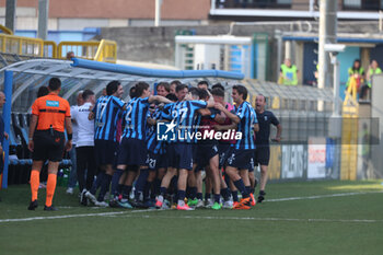 2024-04-13 - Team of Lecco celebrates after scoring a goal during the Serie BKT match between Lecco and Reggiana at Stadio Mario Rigamonti-Mario Ceppi on April 13, 2024 in Lecco, Italy.
(Photo by Matteo Bonacina/LiveMedia) - LECCO 1912 VS AC REGGIANA - ITALIAN SERIE B - SOCCER