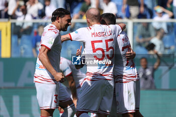 2024-04-13 - Serie B, day 33, Stadio Ferraris, Genova, Sampdoria - Sudtirol, in the photo: happy Masiello, Cagnano and Molina - UC SAMPDORIA VS FC SüDTIROL - ITALIAN SERIE B - SOCCER