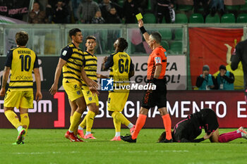 2024-04-19 - Yellow card for Yordan Osorio (Parma Calcio) during the Italian Serie BKT match between Palermo F.C. vs Parma Calcio 1913 on 19th April 2024 at the Renzo Barbera stadium in Palermo, Italy - PALERMO FC VS PARMA CALCIO - ITALIAN SERIE B - SOCCER