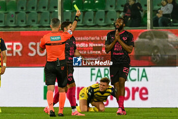 2024-04-19 - Yellow card for Salim Diakite (Palermo F.C.) during the Italian Serie BKT match between Palermo F.C. vs Parma Calcio 1913 on 19th April 2024 at the Renzo Barbera stadium in Palermo, Italy - PALERMO FC VS PARMA CALCIO - ITALIAN SERIE B - SOCCER