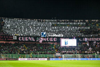 2024-04-19 - Palermo F.C. supporters hold a long sign for during the Italian Serie BKT match between Palermo F.C. vs Parma Calcio 1913 on 19th April 2024 at the Renzo Barbera stadium in Palermo, Italy - PALERMO FC VS PARMA CALCIO - ITALIAN SERIE B - SOCCER