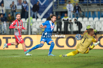 2024-09-30 - Gennaro Borrelli of Brescia Calcio FC scores the second goal of the match during the Italian Serie B soccer championship football match between Brescia Calcio FC and US Cremonese at Mario Rigamonti Stadium on September 30, 2024, Brixia, Italy. - BRESCIA CALCIO VS US CREMONESE - ITALIAN SERIE B - SOCCER