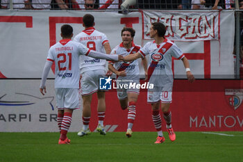 2024-10-06 - Mantova 1911 celebrates after scores a goal during the Italian Serie B soccer championship football match between Mantova Calcio 1911 and Brescia Calcio FC at Danilo Martelli Stadium on October 6, 2024, Mantua, Italy. - MANTOVA 1911 VS BRESCIA CALCIO - ITALIAN SERIE B - SOCCER