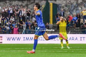 2024-10-26 - Leonardo Cerri (Carrarese) celebrates with teammates after scoring the 2-0 goal - CARRARESE CALCIO VS AS CITTADELLA - ITALIAN SERIE B - SOCCER