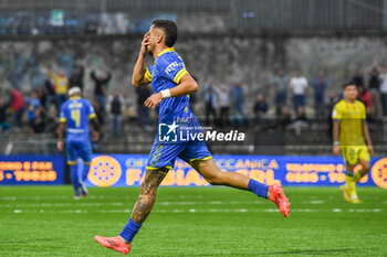 2024-10-26 - Luigi Cherubini (Carrarese) celebrates with teammates after scoring the 3-0 goal - CARRARESE CALCIO VS AS CITTADELLA - ITALIAN SERIE B - SOCCER