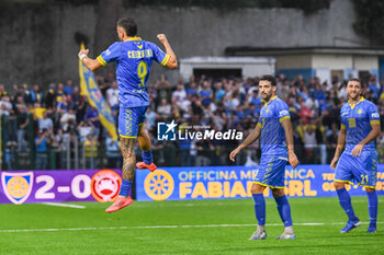 2024-10-26 - Luigi Cherubini (Carrarese) celebrates with teammates after scoring the 3-0 goal - CARRARESE CALCIO VS AS CITTADELLA - ITALIAN SERIE B - SOCCER