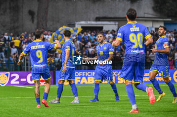 2024-10-26 - Luigi Cherubini (Carrarese) celebrates with teammates after scoring the 3-0 goal - CARRARESE CALCIO VS AS CITTADELLA - ITALIAN SERIE B - SOCCER