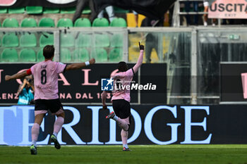 2024-10-26 - Happiness of Claudio Gomes (Palermo F.C.) after scores a goal during the Italian Serie BKT match between Palermo F.C. vs A.C. Reggiana 1919 on 26th October 2024 at the Renzo Barbera stadium in Palermo, Italy - PALERMO FC VS AC REGGIANA - ITALIAN SERIE B - SOCCER