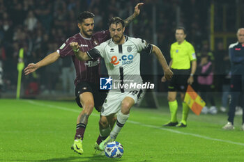 2024-10-29 - Augustus Kargbo of Cesena FC competes for the ball with Yayah Kallon of US Salernitana 1925 during the Soccer BKT between US Salernitana 1919 vs Cesena FC at Arechi Stadium - US SALERNITANA VS CESENA FC - ITALIAN SERIE B - SOCCER