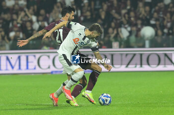 2024-10-29 - Roberto Soriano of US Salernitana 1933 competes for the ball with Andrea Ciofi of Cesena FC during the Soccer BKT between US Salernitana 1919 vs Cesena FC at Arechi Stadium - US SALERNITANA VS CESENA FC - ITALIAN SERIE B - SOCCER