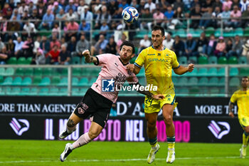 03/11/2024 - Clash between Matteo Brunori (Palermo F.C.) and Lorenzo Carissoni (A.S. Cittadella 1973) during the Italian Serie BKT match between Palermo F.C. vs A.S. Cittadella 1973 on 3rd November 2024 at the Renzo Barbera stadium in Palermo, Italy - PALERMO FC VS AS CITTADELLA - SERIE B - CALCIO