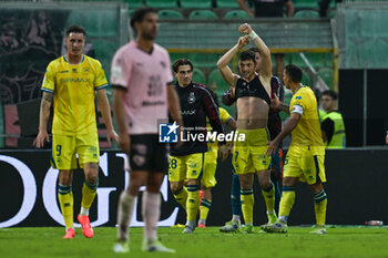 03/11/2024 - Happiness of Luca Pandolfi (A.S. Cittadella 1973) after scores a goal during the Italian Serie BKT match between Palermo F.C. vs A.S. Cittadella 1973 on 3rd November 2024 at the Renzo Barbera stadium in Palermo, Italy - PALERMO FC VS AS CITTADELLA - SERIE B - CALCIO