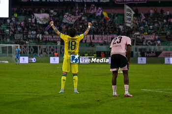 03/11/2024 - Happiness of Andrea Tessiore (A.S. Cittadella 1973) after win a match for the Italian Serie BKT match between Palermo F.C. vs A.S. Cittadella 1973 on 3rd November 2024 at the Renzo Barbera stadium in Palermo, Italy - PALERMO FC VS AS CITTADELLA - SERIE B - CALCIO