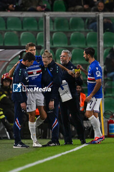 2024-11-24 - Injury of Simone Romagnoli (U.C. Sampdoria) during the Italian Serie BKT match between Palermo F.C. vs U.C. Sampdoria on 24th November 2024 at the Renzo Barbera stadium in Palermo, Italy - PALERMO FC VS UC SAMPDORIA - ITALIAN SERIE B - SOCCER