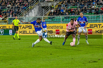 2024-11-24 - Gennaro Tutino (U.C. Sampdoria) scores a goal during the Italian Serie BKT match between Palermo F.C. vs U.C. Sampdoria on 24th November 2024 at the Renzo Barbera stadium in Palermo, Italy - PALERMO FC VS UC SAMPDORIA - ITALIAN SERIE B - SOCCER