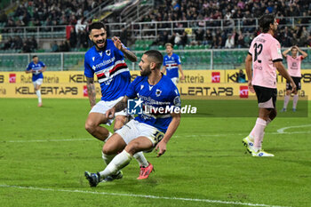 2024-11-24 - Happiness of Gennaro Tutino (U.C. Sampdoria) after scores a goal during the Italian Serie BKT match between Palermo F.C. vs U.C. Sampdoria on 24th November 2024 at the Renzo Barbera stadium in Palermo, Italy - PALERMO FC VS UC SAMPDORIA - ITALIAN SERIE B - SOCCER