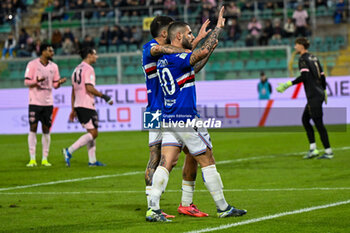 2024-11-24 - Gennaro Tutino (U.C. Sampdoria) said sorry to his ex-supporters after scores a goal during the Italian Serie BKT match between Palermo F.C. vs U.C. Sampdoria on 24th November 2024 at the Renzo Barbera stadium in Palermo, Italy - PALERMO FC VS UC SAMPDORIA - ITALIAN SERIE B - SOCCER