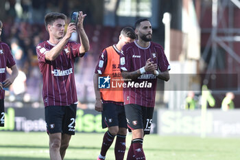 2024-09-29 - Dylan Bronn of US Salernitana 1919 and Giulio Maggiore of US Salernitana 1919 at the and of the Serie b bkt betwee US Salernitana 1919 vs US Catanzaro at Arechi Stadium - US SALERNITANA VS US CATANZARO - ITALIAN SERIE B - SOCCER