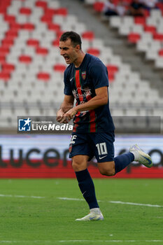 2024-09-28 - Tommaso Fumagalli of Cosenza celebrates after scoring a goal - SSC BARI VS COSENZA CALCIO - ITALIAN SERIE B - SOCCER