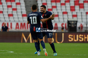 2024-09-28 - Tommaso Fumagalli of Cosenza celebrates after scoring a goal with Alessandro Caporale of Cosenza - SSC BARI VS COSENZA CALCIO - ITALIAN SERIE B - SOCCER