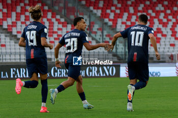 2024-09-28 - Tommaso Fumagalli of Cosenza celebrates after scoring a goal with Andrea Rizzo Pinna of Cosenza - SSC BARI VS COSENZA CALCIO - ITALIAN SERIE B - SOCCER