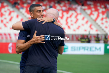 2024-09-28 - coach Moreno Longo of SSC Bari and coach Massimiliano Alvini of Cosenza - SSC BARI VS COSENZA CALCIO - ITALIAN SERIE B - SOCCER