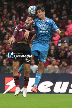 2024-10-19 - Giulio Maggiore of US Salernitana 1937 competes for the ball with during the Soccer BKT between US Salernitana 1919 vs Spezia Calcio at Arechi Stadium - US SALERNITANA VS SPEZIA CALCIO - ITALIAN SERIE B - SOCCER