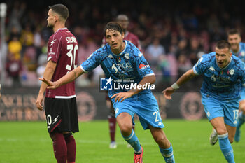 2024-10-19 - Edoardo Soleri of Spezia Calcio celebrates after scoring goal during the Soccer BKT between US Salernitana 1919 vs Spezia Calcio at Arechi Stadium - US SALERNITANA VS SPEZIA CALCIO - ITALIAN SERIE B - SOCCER