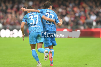 2024-10-19 - Edoardo Soleri of Spezia Calcio celebrates after scoring goal during the Soccer BKT between US Salernitana 1919 vs Spezia Calcio at Arechi Stadium - US SALERNITANA VS SPEZIA CALCIO - ITALIAN SERIE B - SOCCER