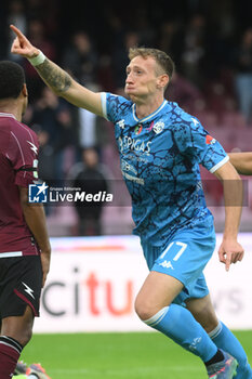 2024-10-19 - Nicolo Bertola of Spezia Calcio celebrates after scoring goal during the Soccer BKT between US Salernitana 1919 vs Spezia Calcio at Arechi Stadium - US SALERNITANA VS SPEZIA CALCIO - ITALIAN SERIE B - SOCCER