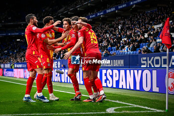 2024-01-06 - Luis Milla (Getafe CF) celebrates after scoring his team's goal with team mates during a Copa del Rey match between RCD Espanyol and Getafe CF at Stage Front Stadium, in Barcelona, ,Spain on January 6, 2024. (Photo / Felipe Mondino) - RCD ESPANYOL - GETAFE CF - SPANISH CUP - SOCCER