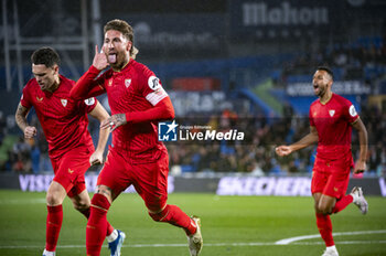 2024-01-16 - Sergio Ramos of Sevilla seen celebrating his goal during the football match valid for the round of 16 of the Copa del Rey tournament between Getafe and Sevilla played at Estadio Coliseum in Getafe, Spain. - GETAFE VS SEVILLA - SPANISH CUP - SOCCER