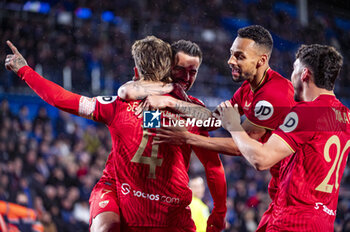 2024-01-16 - Sergio Ramos of Sevilla seen celebrating his goal with his teammates during the football match valid for the round of 16 of the Copa del Rey tournament between Getafe and Sevilla played at Estadio Coliseum in Getafe, Spain. - GETAFE VS SEVILLA - SPANISH CUP - SOCCER