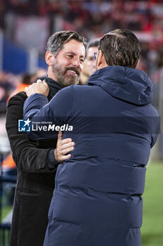 2024-01-16 - Jose Bordalas, head coach of Getafe, seen greeting Quique Sanchez Flores, head coach of Sevilla before the football match valid for the round of 16 of the Copa del Rey tournament between Getafe and Sevilla played at Estadio Coliseum in Getafe, Spain. - GETAFE VS SEVILLA - SPANISH CUP - SOCCER