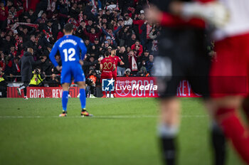 2024-01-16 - Fernando Francisco Reges Mouta of Sevilla seen celebrating his goal with his teammates during the football match valid for the round of 16 of the Copa del Rey tournament between Getafe and Sevilla played at Estadio Coliseum in Getafe, Spain. - GETAFE VS SEVILLA - SPANISH CUP - SOCCER