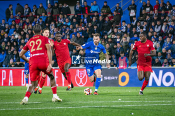 2024-01-16 - Borja Mayoral of Getafe seen in action with the ball during the football match valid for the round of 16 of the Copa del Rey tournament between Getafe and Sevilla played at Estadio Coliseum in Getafe, Spain. - GETAFE VS SEVILLA - SPANISH CUP - SOCCER