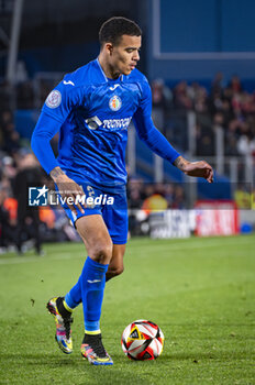 2024-01-16 - Mason Greenwood of Getafe seen in action with the ball during the football match valid for the round of 16 of the Copa del Rey tournament between Getafe and Sevilla played at Estadio Coliseum in Getafe, Spain. - GETAFE VS SEVILLA - SPANISH CUP - SOCCER