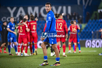 2024-01-16 - Mason Greenwood of Getafe at the end of the football match valid for the round of 16 of the Copa del Rey tournament between Getafe and Sevilla played at Estadio Coliseum in Getafe, Spain. - GETAFE VS SEVILLA - SPANISH CUP - SOCCER