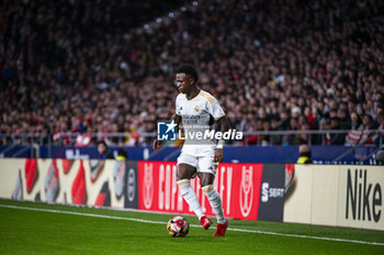 2024-01-18 - Vinicius Junior of Real Madrid seen in action with the ball during the football match valid for the round of 16 of the Copa del Rey tournament between Atletico Madrid and Real Madrid played at Estadio Metropolitano in Madrid, Spain. - ATLETICO MADRID VS REAL MADRID - SPANISH CUP - SOCCER