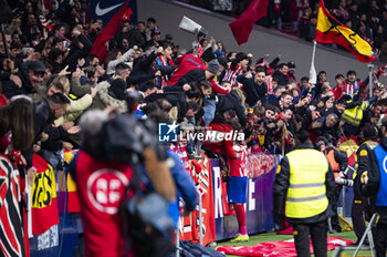 2024-01-18 - Alvaro Morata of Atletico Madrid seen celebrating his goal with the Atletico Madrid fans during the football match valid for the round of 16 of the Copa del Rey tournament between Atletico Madrid and Real Madrid played at Estadio Metropolitano in Madrid, Spain. - ATLETICO MADRID VS REAL MADRID - SPANISH CUP - SOCCER