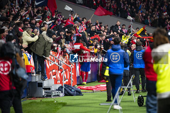 2024-01-18 - Alvaro Morata of Atletico Madrid seen celebrating his goal with the Atletico Madrid fans during the football match valid for the round of 16 of the Copa del Rey tournament between Atletico Madrid and Real Madrid played at Estadio Metropolitano in Madrid, Spain. - ATLETICO MADRID VS REAL MADRID - SPANISH CUP - SOCCER