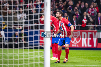 2024-01-18 - Jorge Resurreccion Merodio (Koke) of Atletico Madrid seen celebrating a goal with his teammates during the football match valid for the round of 16 of the Copa del Rey tournament between Atletico Madrid and Real Madrid played at Estadio Metropolitano in Madrid, Spain. - ATLETICO MADRID VS REAL MADRID - SPANISH CUP - SOCCER