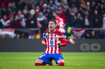 2024-01-18 - Jose Gimenez of Atletico Madrid seen celebrating a goal during the football match valid for the round of 16 of the Copa del Rey tournament between Atletico Madrid and Real Madrid played at Estadio Metropolitano in Madrid, Spain. - ATLETICO MADRID VS REAL MADRID - SPANISH CUP - SOCCER